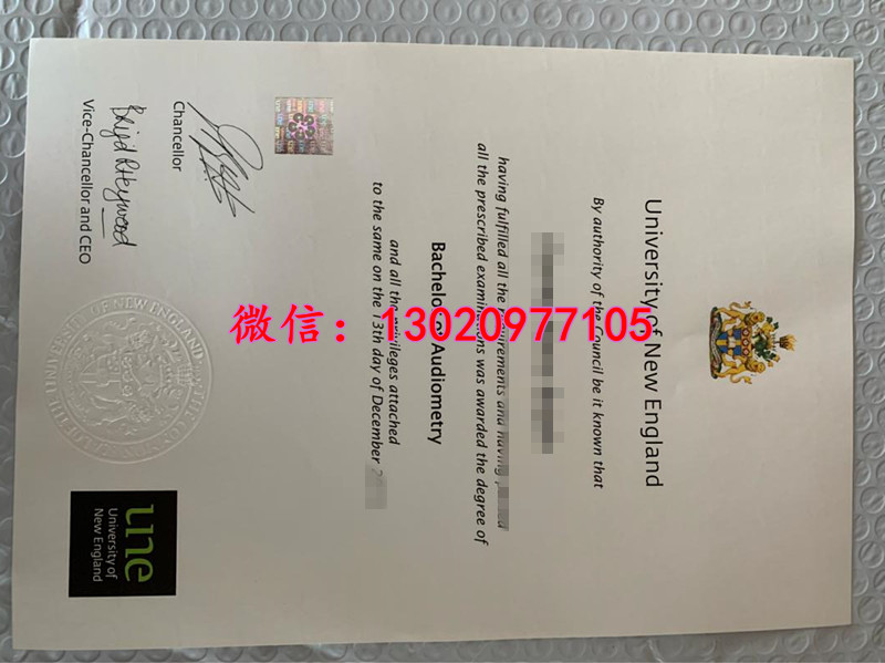 UNE Degree效果，新英格兰大学毕业证样式